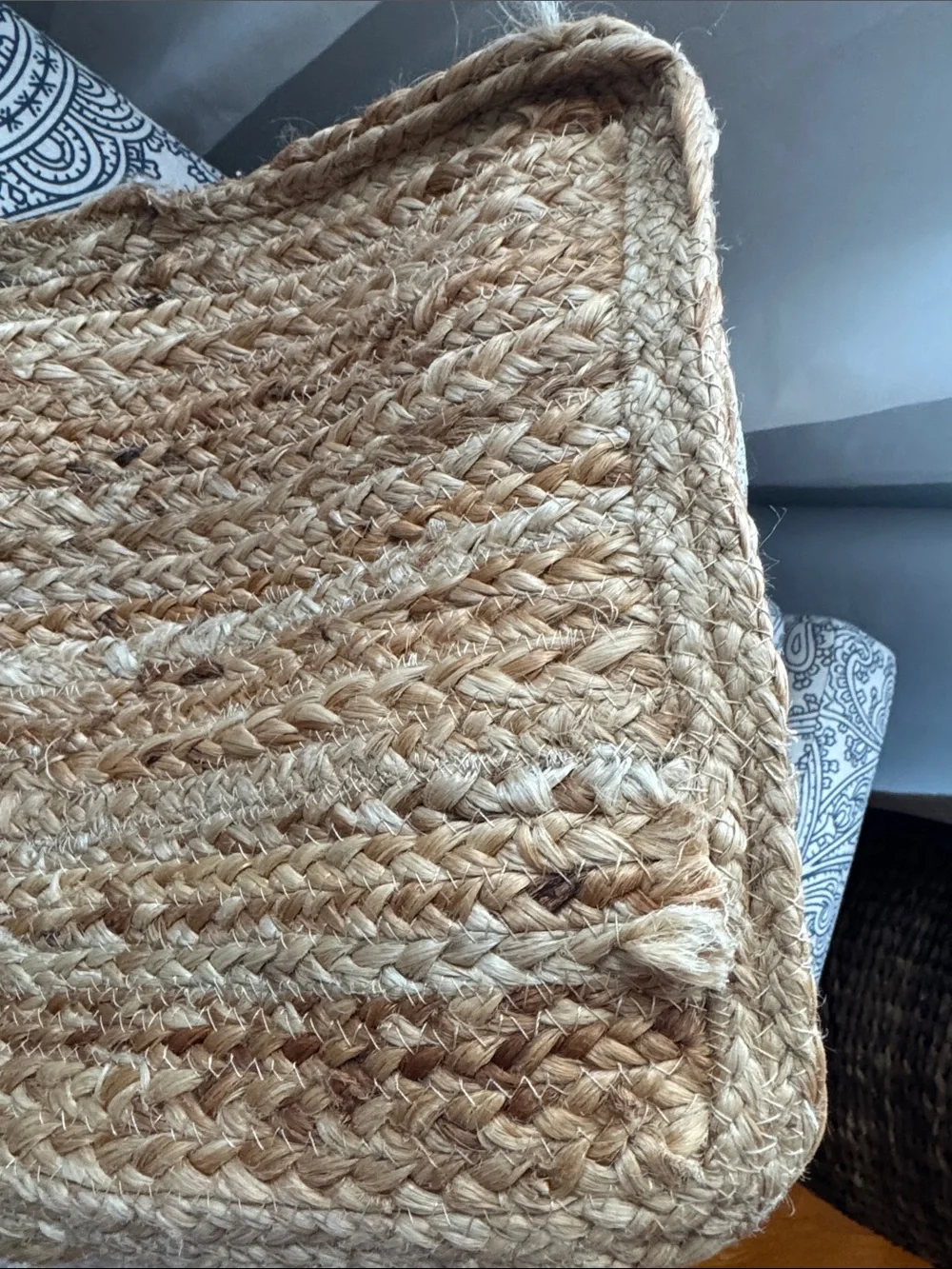 Chloe & Alex Braided Straw Tote with Gold Panels and Embossed Leather - NWOT